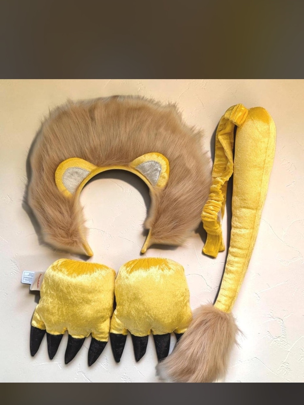 Hanna Andersson Plush Yellow Lion Costume Set with Faux Fur Mane & Tail